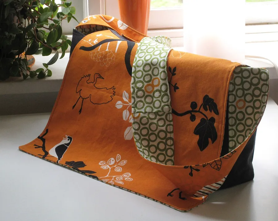 Orange patterned diaper bag